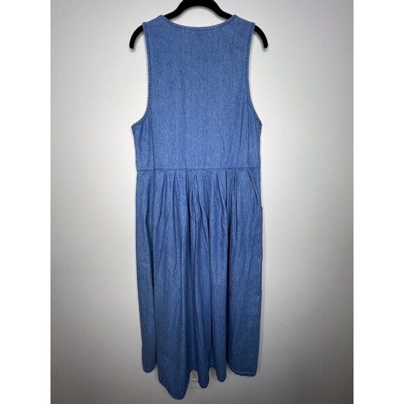 Vtg Willow Bend Denim Jean Maxi Dress Sleeveless Sz 12 Farmcore Cottagecore USA - Picture 2 of 7
